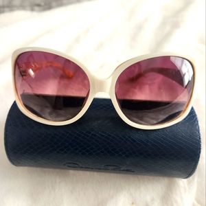 Oscar de la Renta Creme and Tan Sunglasses
